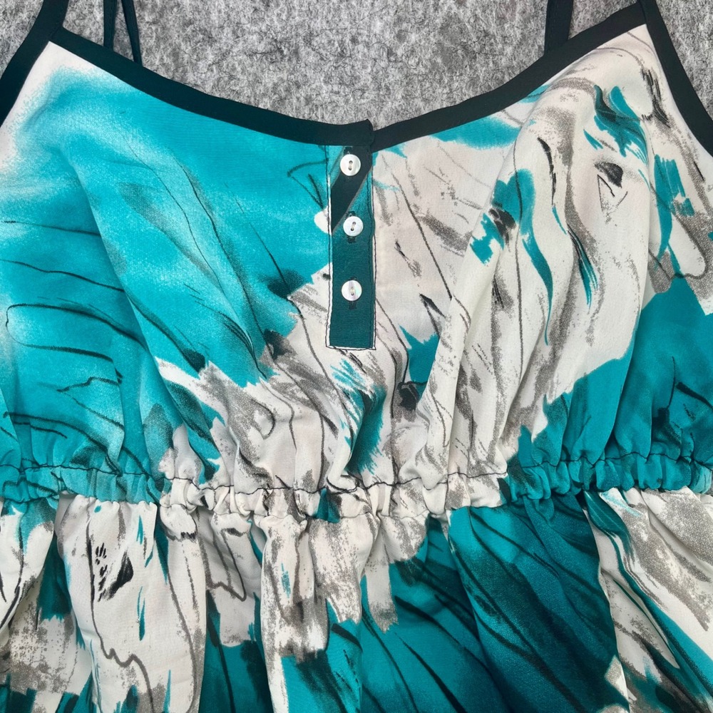 Kimchi Blue Urban Outfitters Abstract Print Dress Women S Teal Boho Y2K Indie - Picture 4 of 11
